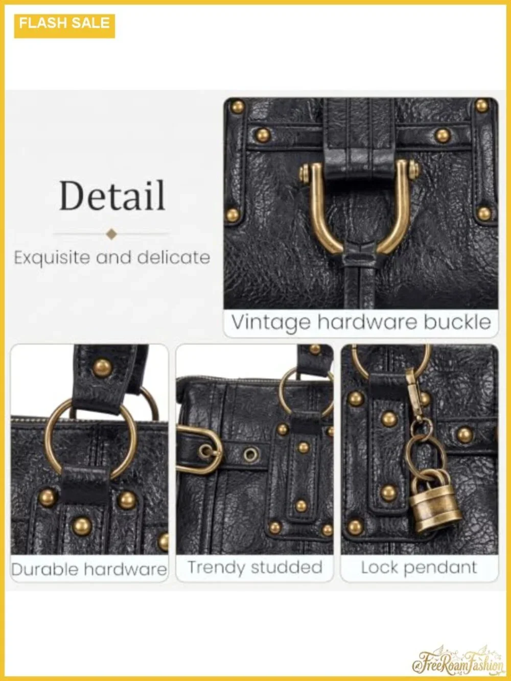Y2K Slouchy Hobo Bag Women's PU Leather Tote with Rivet Hardware Shoulder Bag